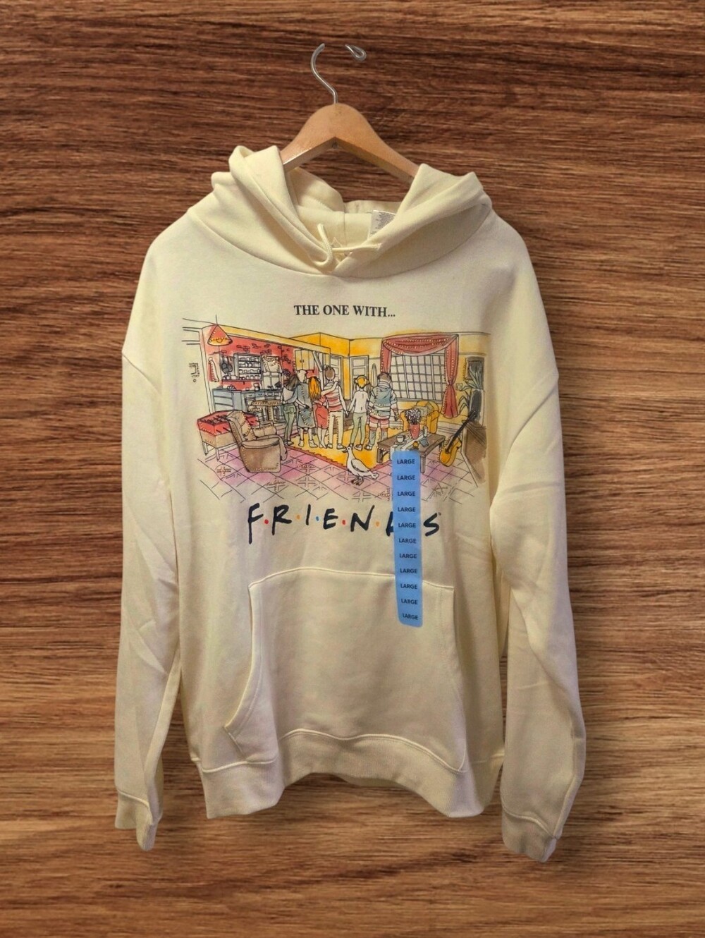 FRIENDS Cream Pullover Hoodie with Colorful Sitcom Scene